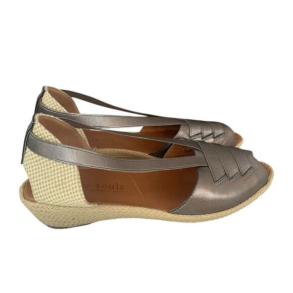 Gentle Souls Lena Espadrille Wedge Women’s Size 9 Slip On Metallic Leather - Picture 3 of 16